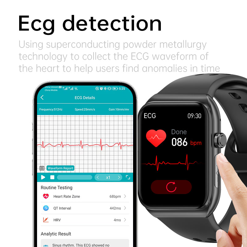 Frendorf | 1,81" Harnsäure Blutlipide Blutzucker Herzfrequenz EKG SOS Strahlungsniveau Körperzusammensetzung Sport Smart Watch
