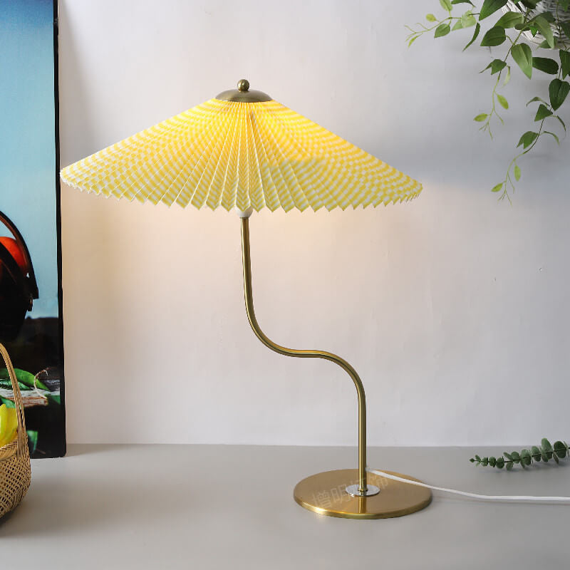 Frendorf | LumiCharm Retro Tischlampe Schirm Design | Faltenschirm | Dekorative Lampe | Stimmungslicht für Zuhause