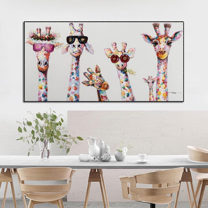 Cartoon-Giraffen - Leinwand Wandkunst Gemälde