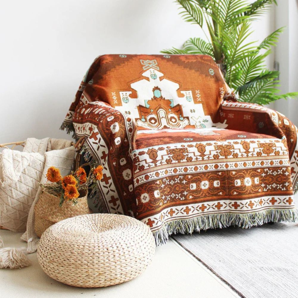 Frendorf | Boho Chic Gemusterte Wurfdecke