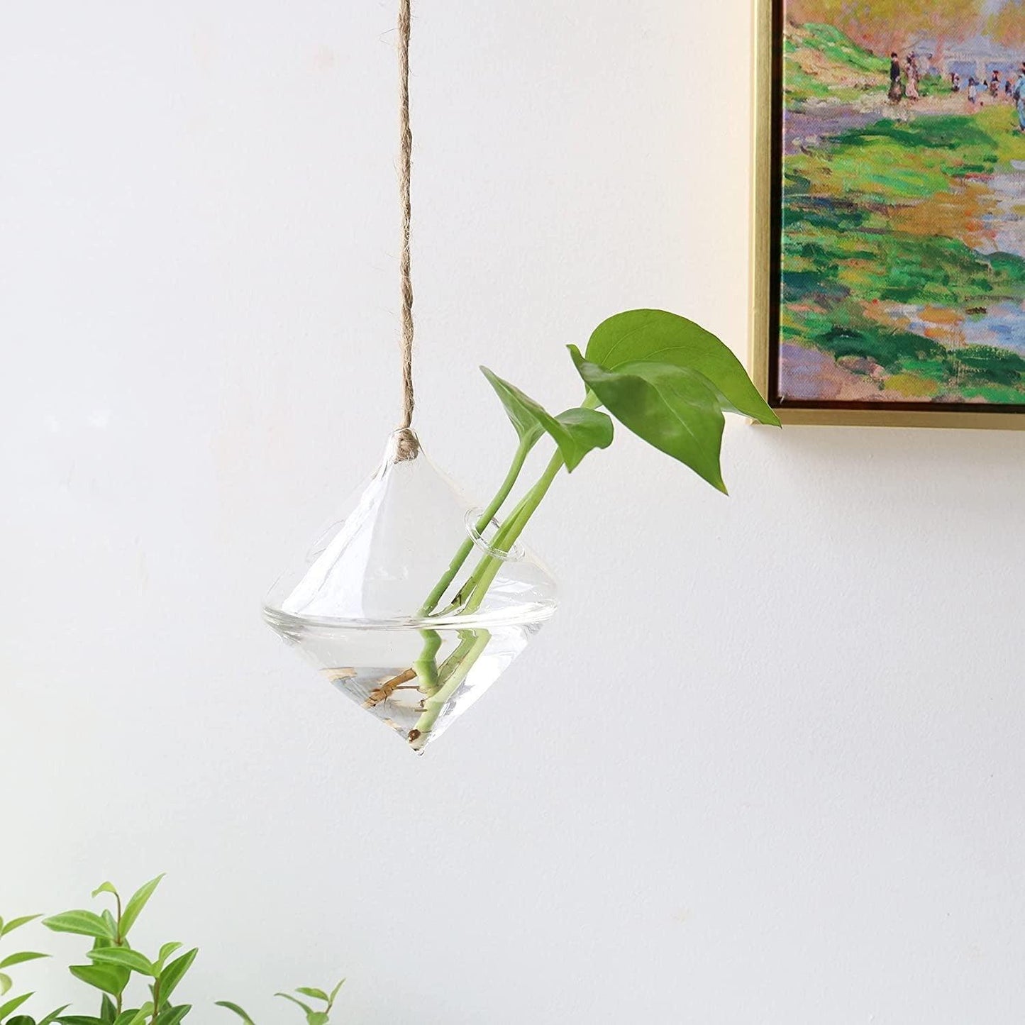 Frendorf | GlasLuxe 3-teiliges Set Glas-Hänge-Terrarienvasen | Elegante Pflanzenhalter | Deko für Zuhause