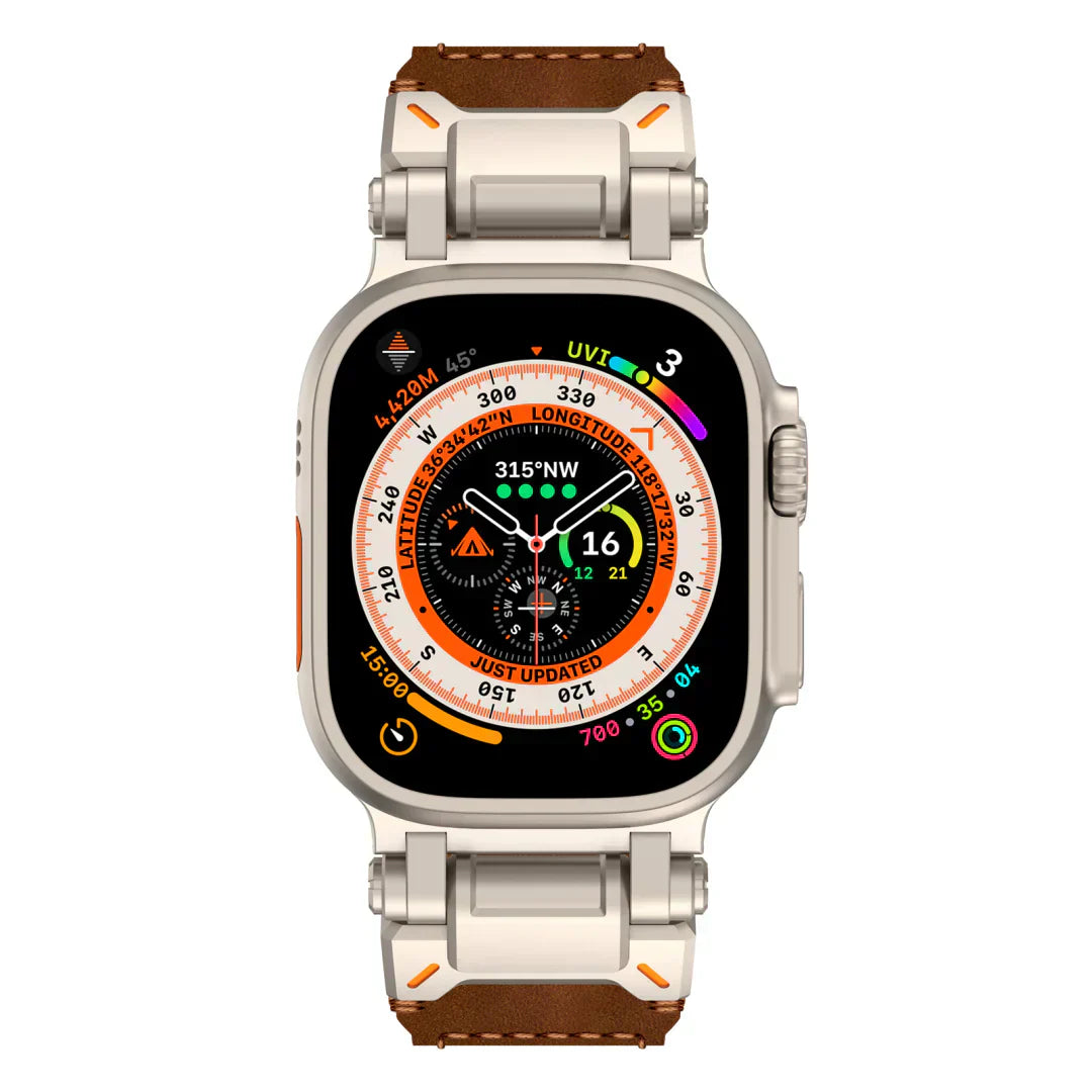 Frendorf | Neues Titan-Metallkopf-Lederarmband für die Apple Watch
