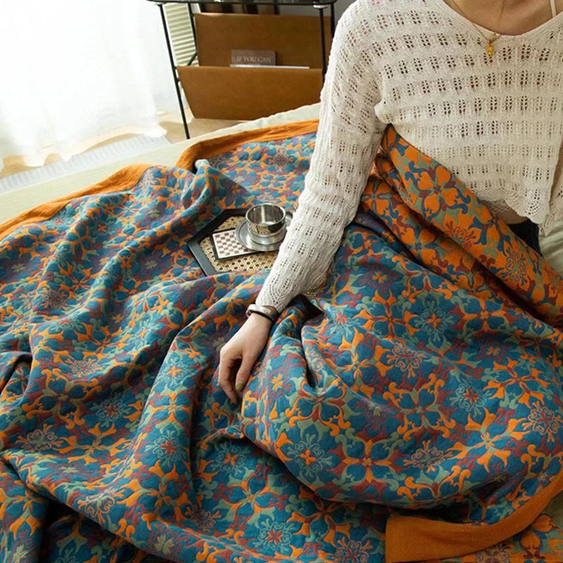 Frendorf | Blaues Muster Sechs-lagiges Baumwoll-Quilt