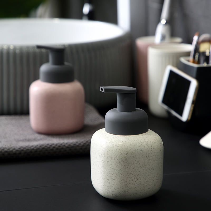 Keramischer Seifenspender, Schäumende Pumpe Badezimmerflasche, Einfaches Design, Nachfüllbare Wiederverwendbare Lotionpumpe für Badezimmer Küche, 300ml/10,1oz