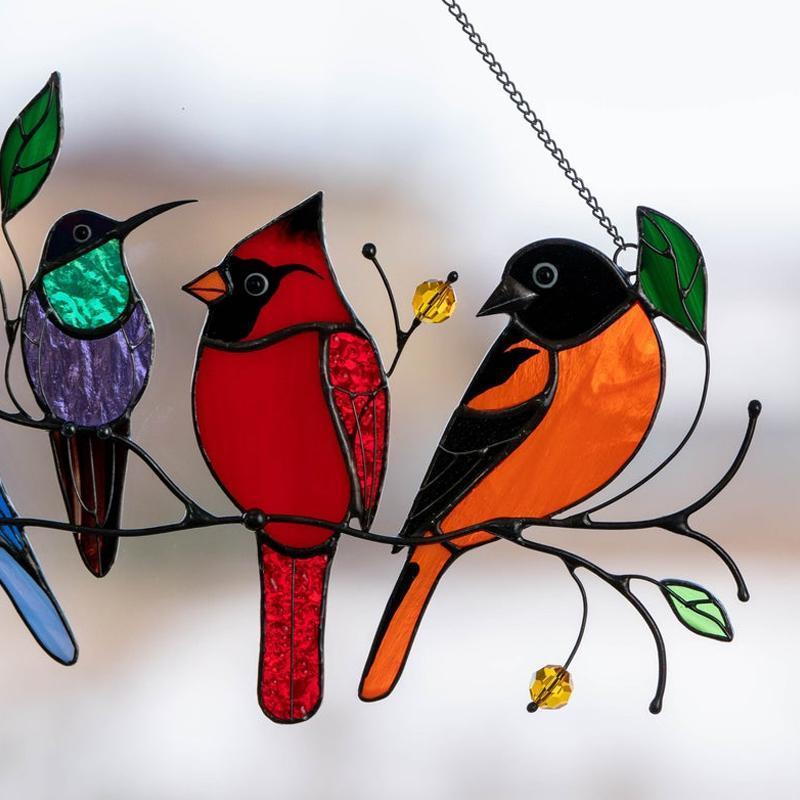 Frendorf | Vögel Buntglas Fensterhänger 🐦