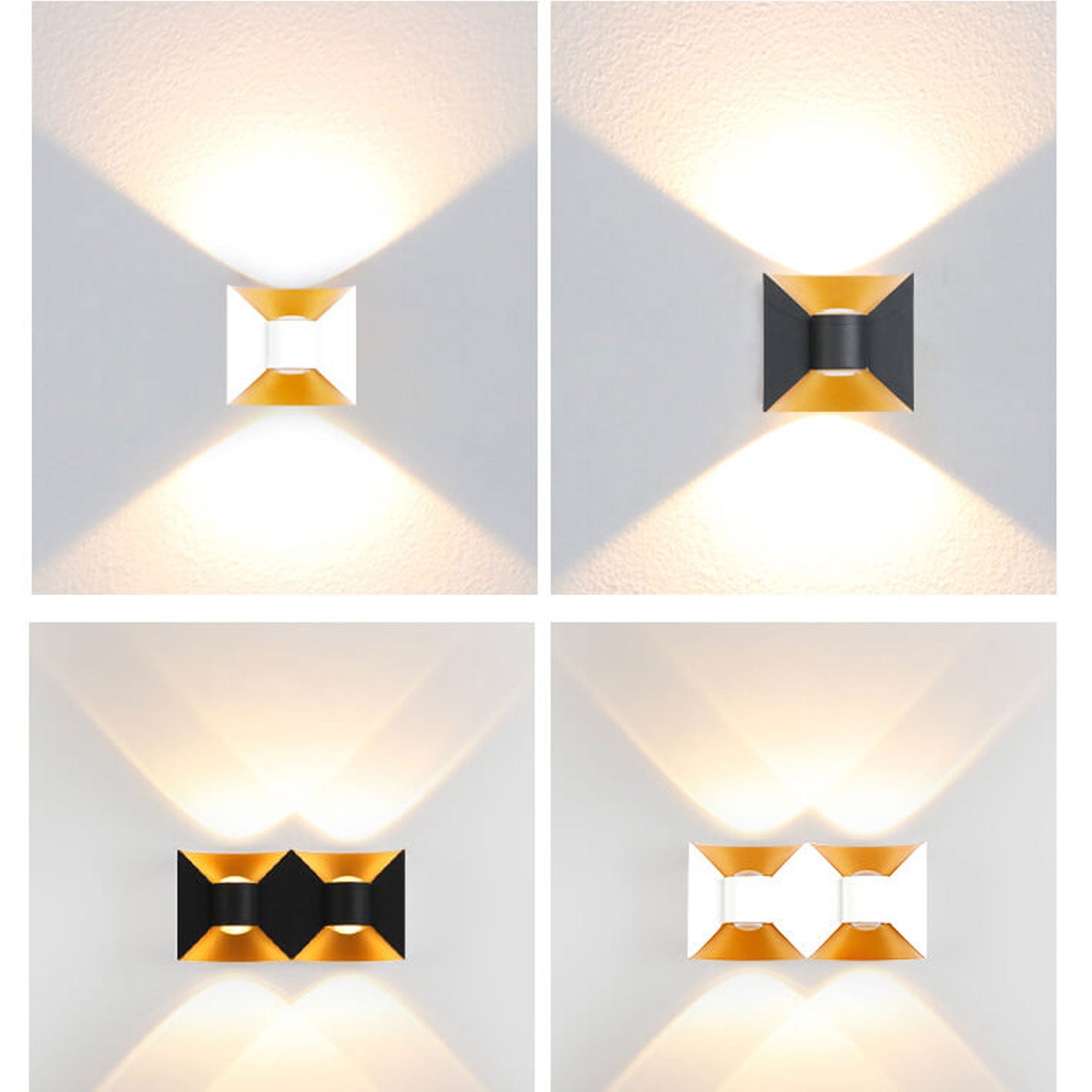Moderne kreative Aluminium quadratische Doppelkopf Außenbalkon Wandleuchte lampe