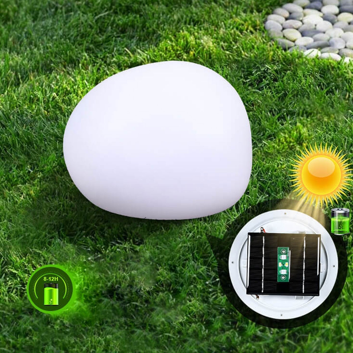 Frendorf | SolarSphere LED Kugelleuchte für Außen | Solar Wasserdicht | Dekorative Beleuchtung für Rasen & Garten | Nachhaltig & Wetterfest