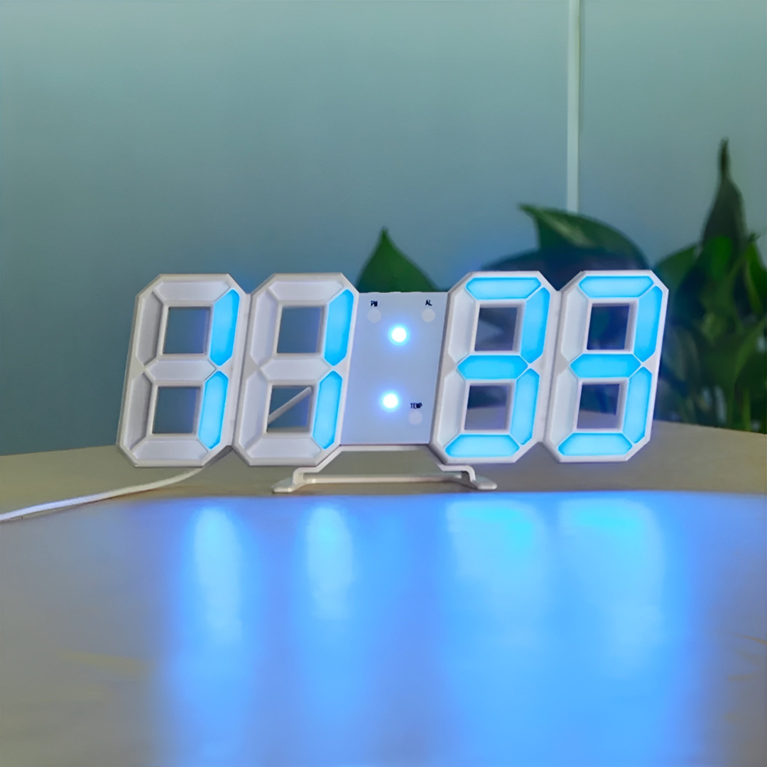 Frendorf | Designer LED 3D Wanduhr mit digitaler Anzeige und intuitiver Bedienung