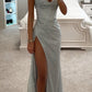 Frendorf | Romantisches Maxikleid mit Pailletten, Wasserfallausschnitt, Korsett und Schlitz
