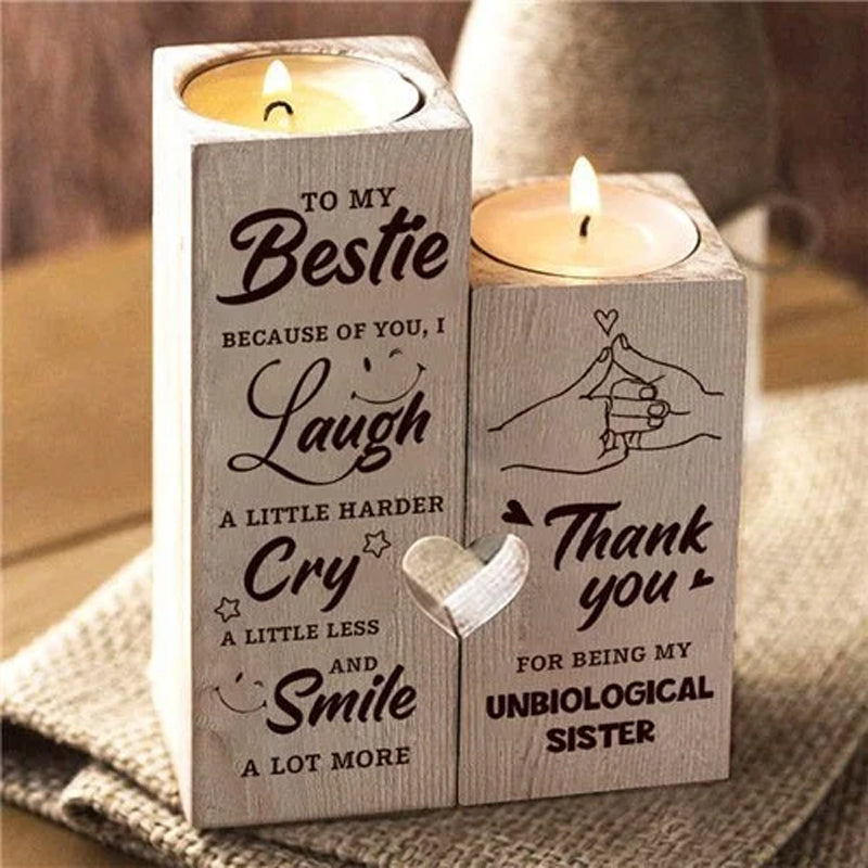 Frendorf | Smile A Lot More - Holzkerzenhalter mit Kerze Geschenk für Ihre Lieben