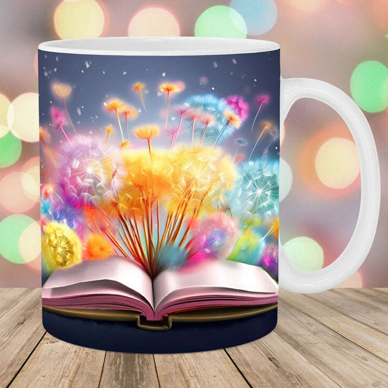 Frendorf | 3D Künstlerisch Schöne Florale Bücher Kaffeetasse - Geschenk für Bücherliebhaber