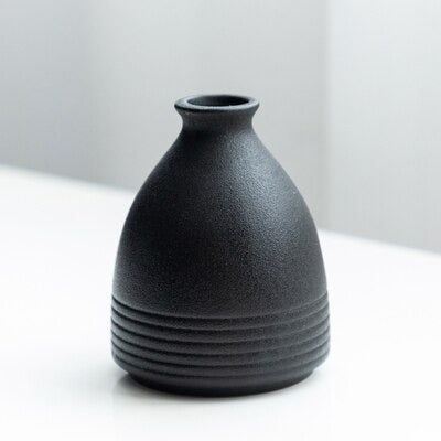 Frendorf | ObsidianWave Strukturierte Keramikvasen in Nacht-Schwarz | Modernes Design | Perfekte Dekoration für Zuhause
