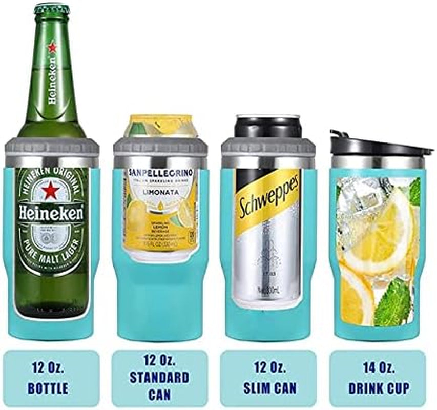 Frendorf | 4 in 1 Edelstahl Dose-/Flaschenisolator, 14Oz Zwei-Wege-Deckel SUS Isolierte Dose Kühler, Bierflaschenhalter (Schwarz)