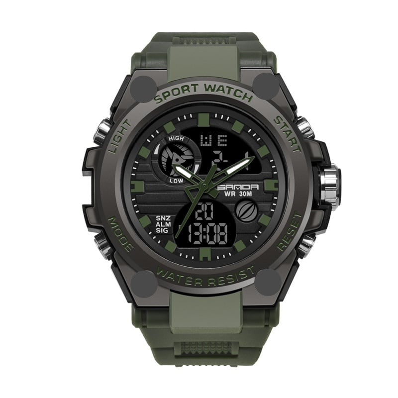 Frendorf | Sportliche Dual-Display Mode Multifunktionale wasserdichte leuchtende Herrenarmbanduhr