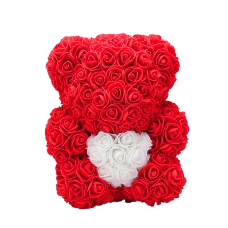 Frendorf | Valentinstag Geschenk Rose Bär Ewige Blume Rose Teddybär PE Schaum Bär 25cm Valentinstag
