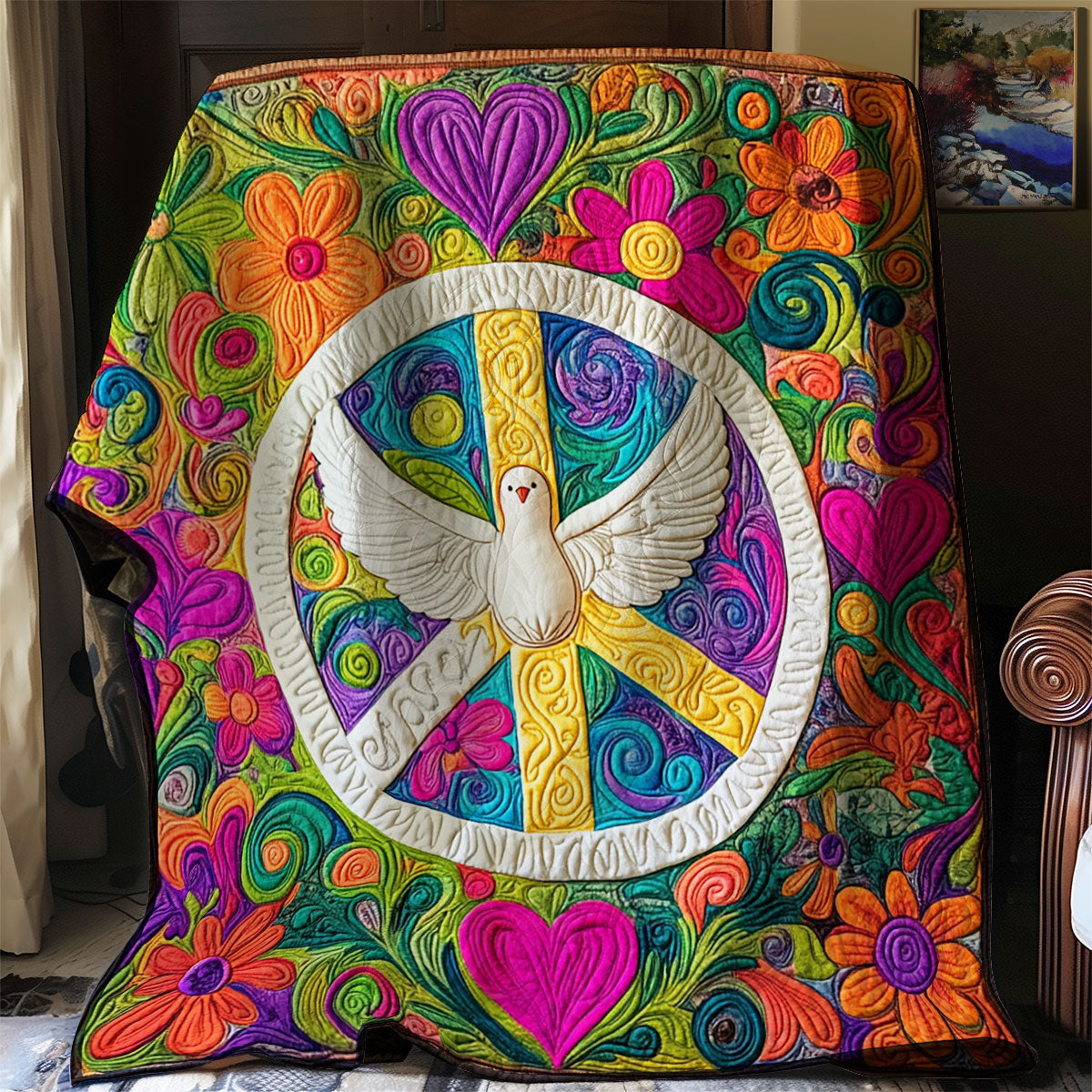 Hippie Frieden Taube Quilt