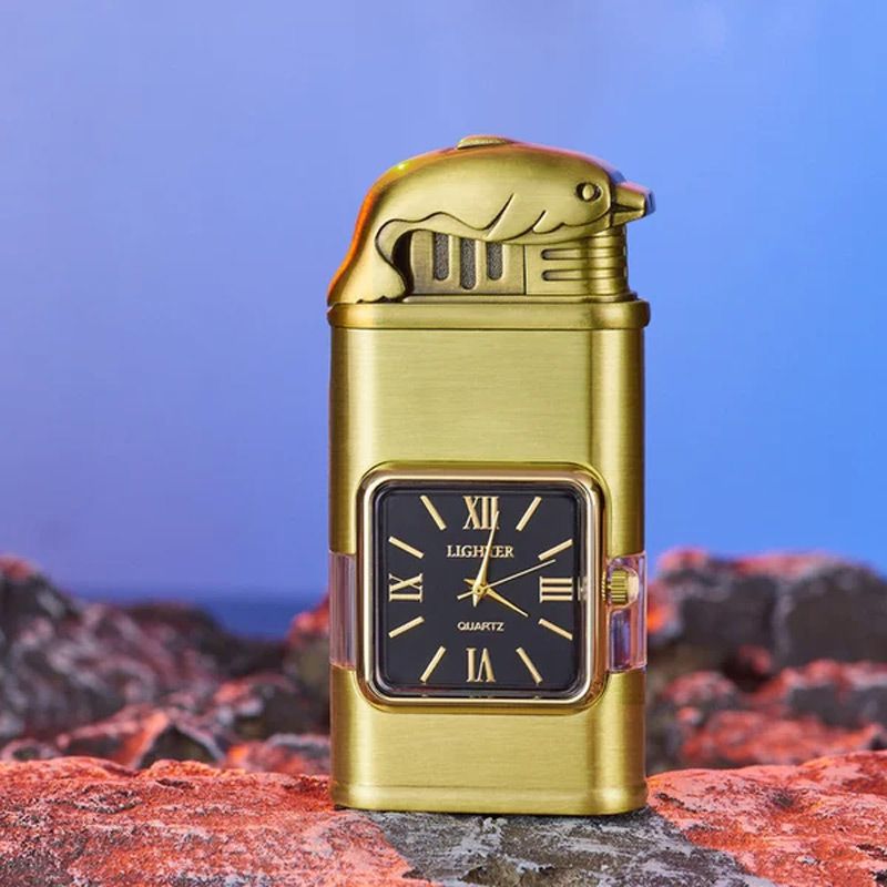 Frendorf | Windproof Feuerzeug Vintage Uhr Lünette Jet Flamme Fackel