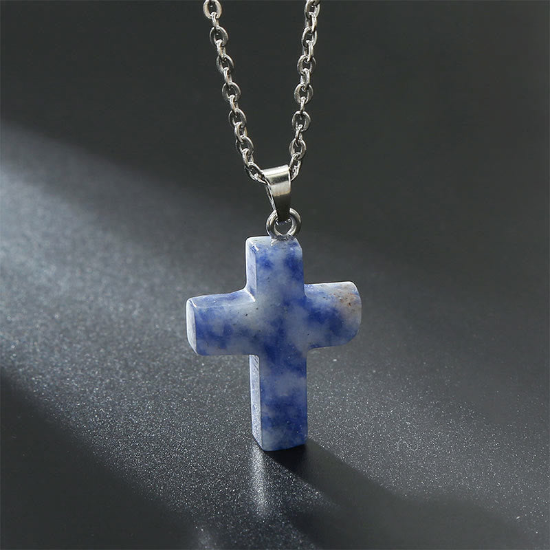 Frendorf | Halskette mit Kreuz aus natürlichen Edelsteinen – Seraphina