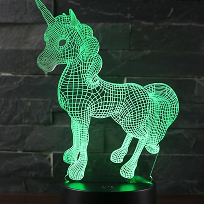 Frendorf | 3D LED 7 Farben Einhorn Tischlampe