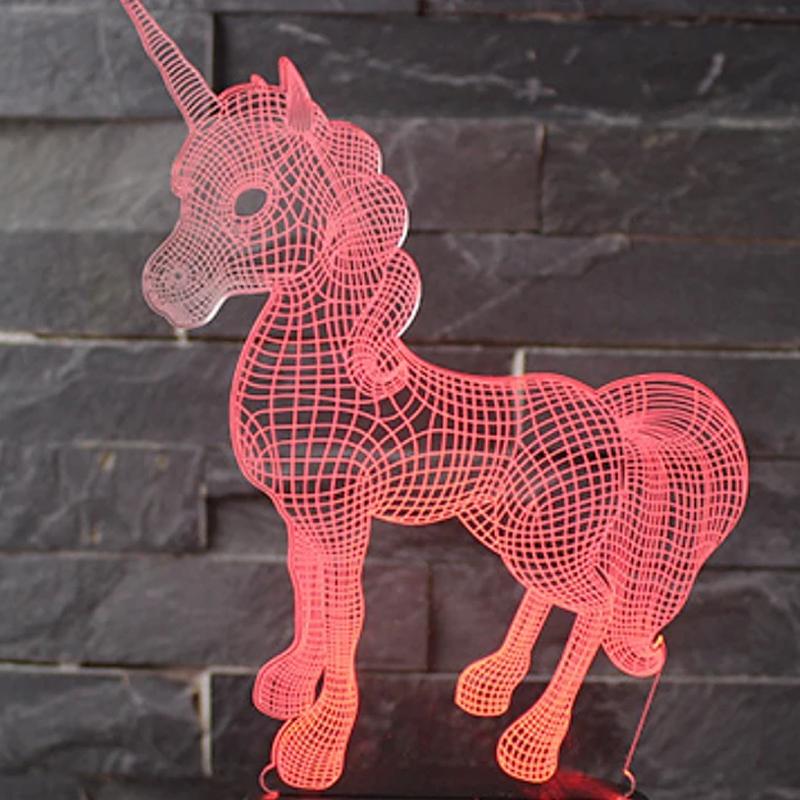 Frendorf | 3D LED 7 Farben Einhorn Tischlampe