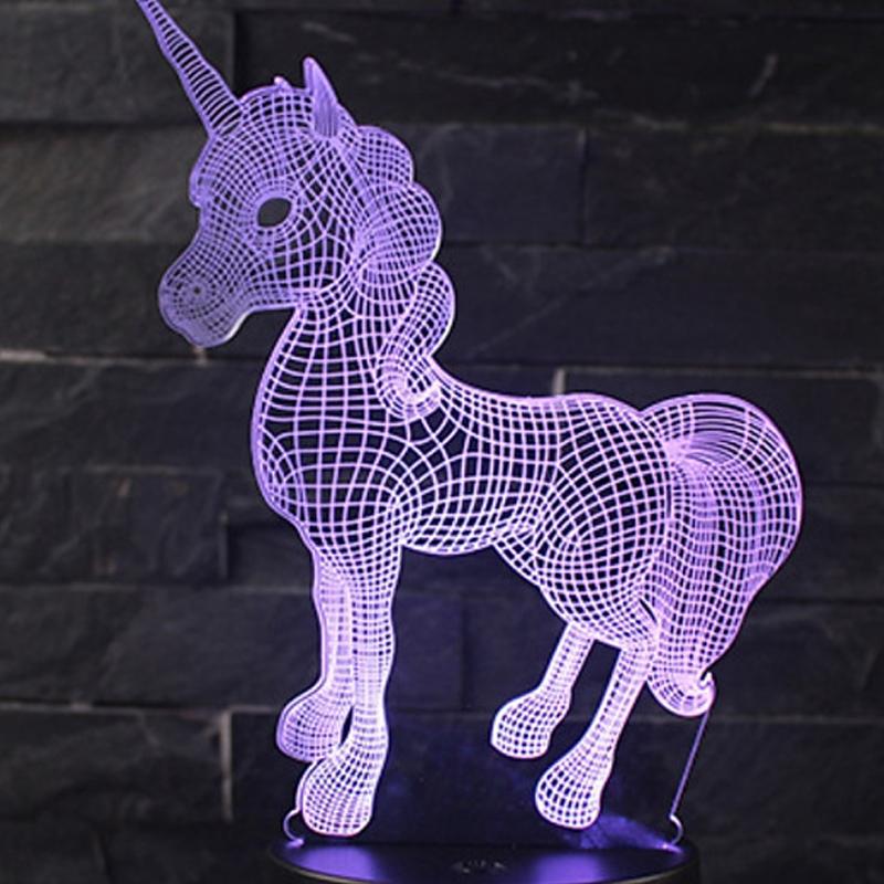 Frendorf | 3D LED 7 Farben Einhorn Tischlampe