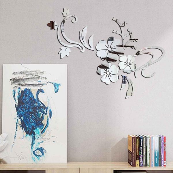 Frendorf | 3D Spiegel Blume Abnehmbarer Wandaufkleber