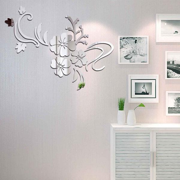 Frendorf | 3D Spiegel Blume Abnehmbarer Wandaufkleber