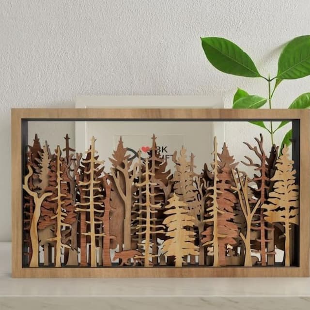 Wanddeko - WoodForrest 3D - Verzauberndes Waldszene - Fuchs & Baumschatten