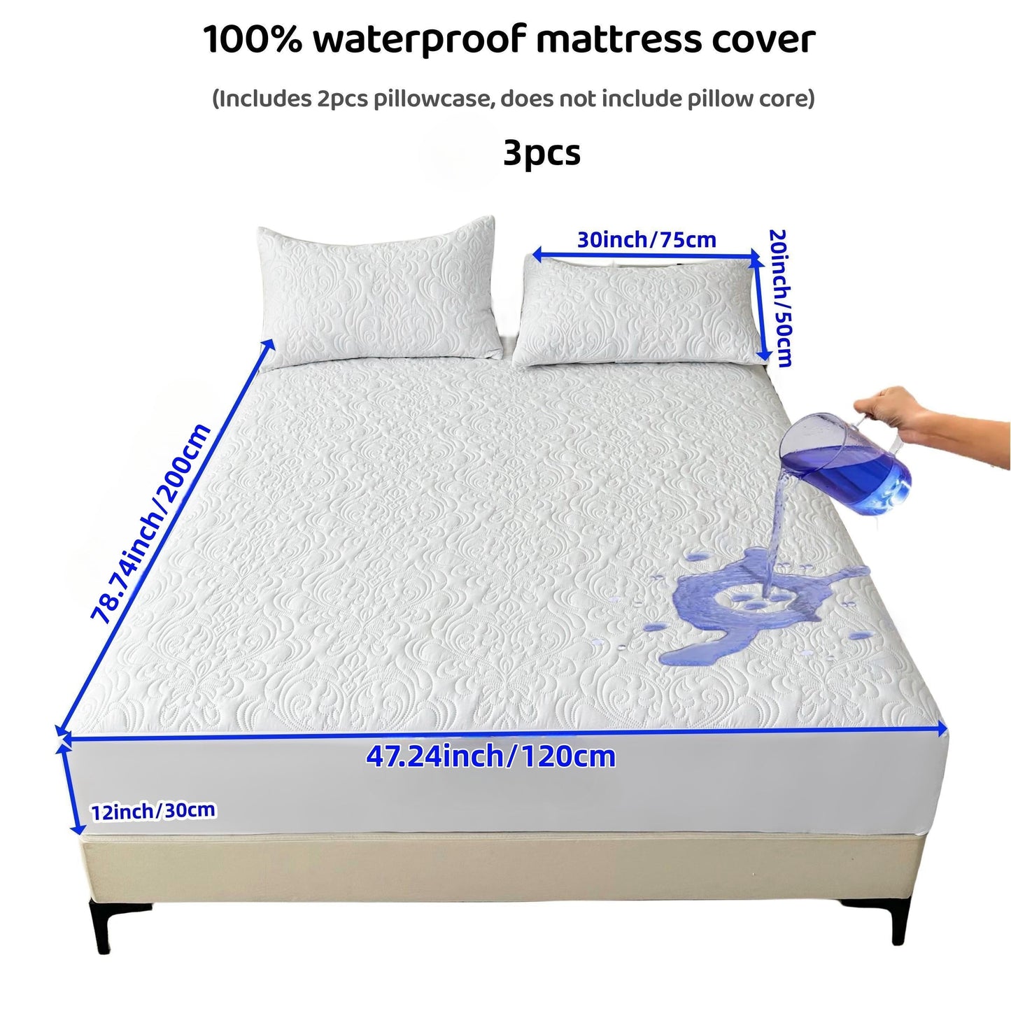 3-teiliger wasserdichter Matratzenschoner Set – Atmungsaktiv, Staubdicht, Rutschfest, Maschinenwaschbar, Spannbettlaken mit tiefem Pocket für alle Jahreszeiten