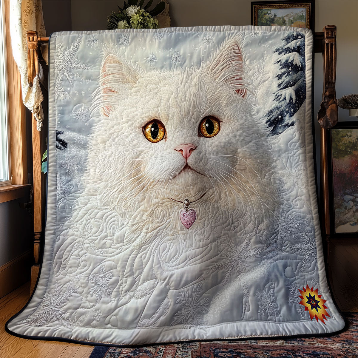 Snow Cat Steppdecke