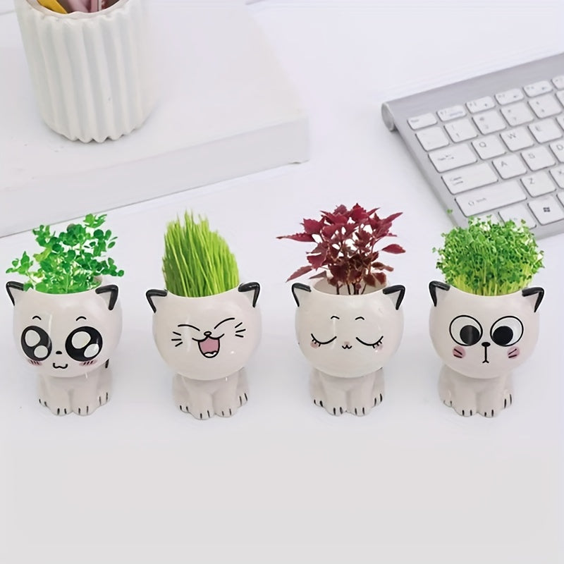 Frendorf | PurrBloom Sukkulententöpfe | Katzen-Pflanztöpfe | Niedlich & Stilvoll | Verschiedene Designs