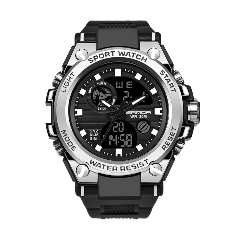 Frendorf | Sportliche Dual-Display Mode Multifunktionale wasserdichte leuchtende Herrenarmbanduhr