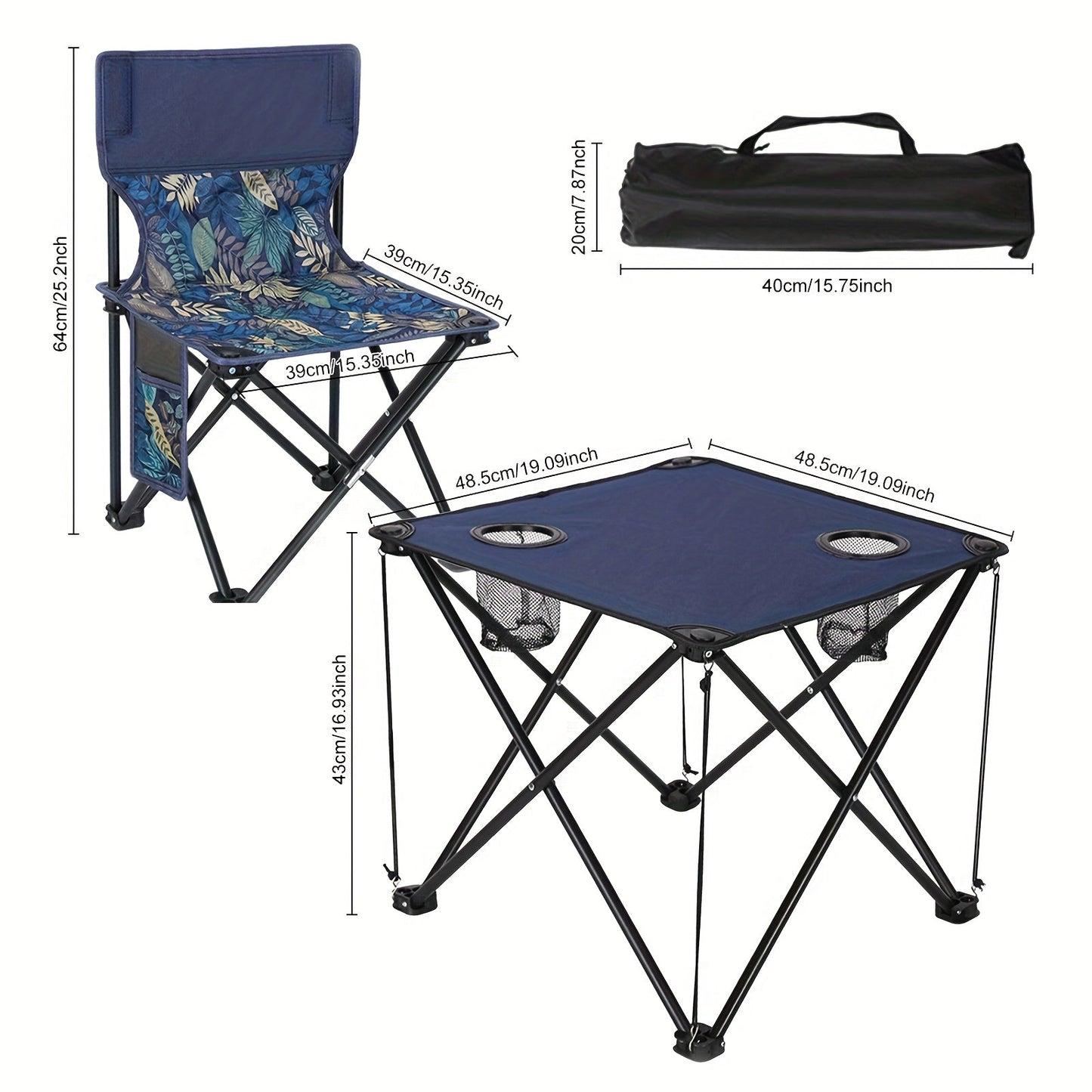 Frendorf | Faltbares Garten-Set mit Tisch und Stühlen – Tragbar für Camping und Grillen
