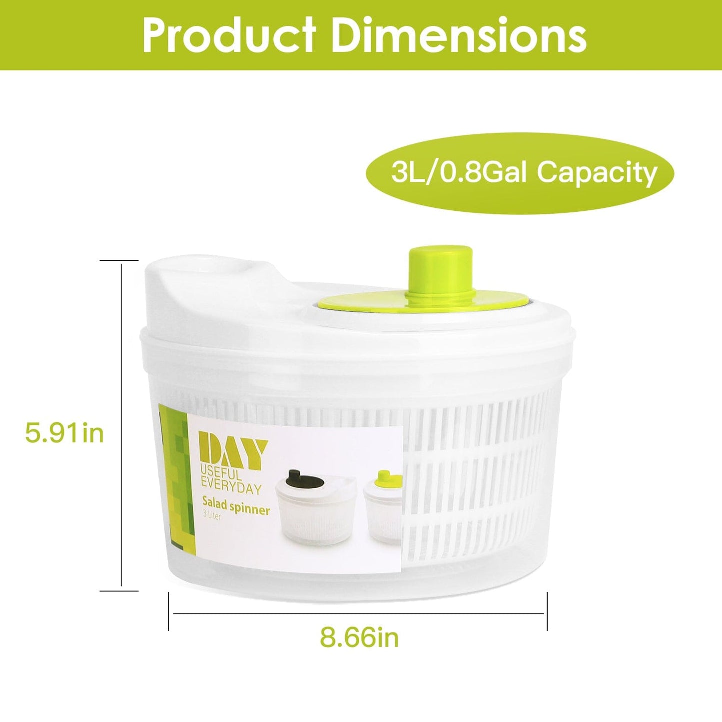 Frendorf | 3L/0.8Gal Salatspinner mit Deckel