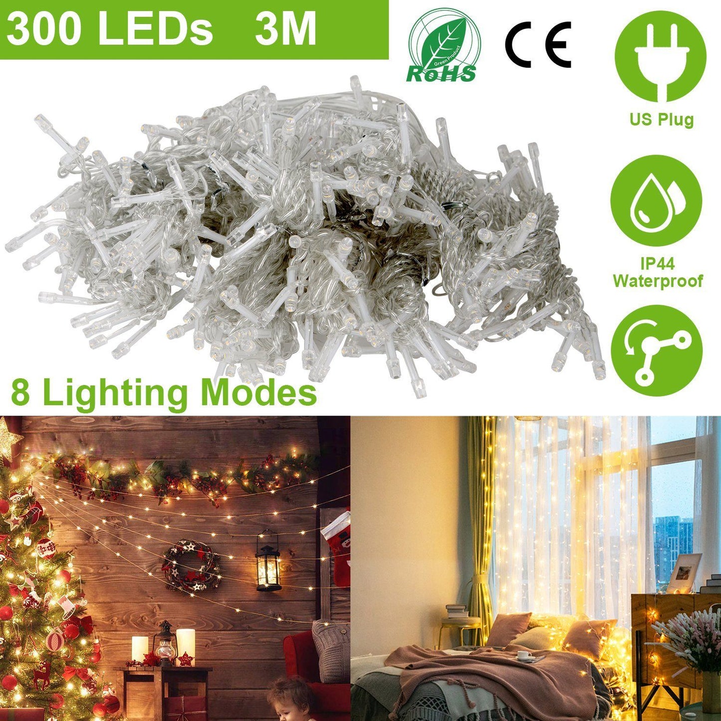 Frendorf | 3M 300 LEDs Lichtervorhang mit Fernbedienung