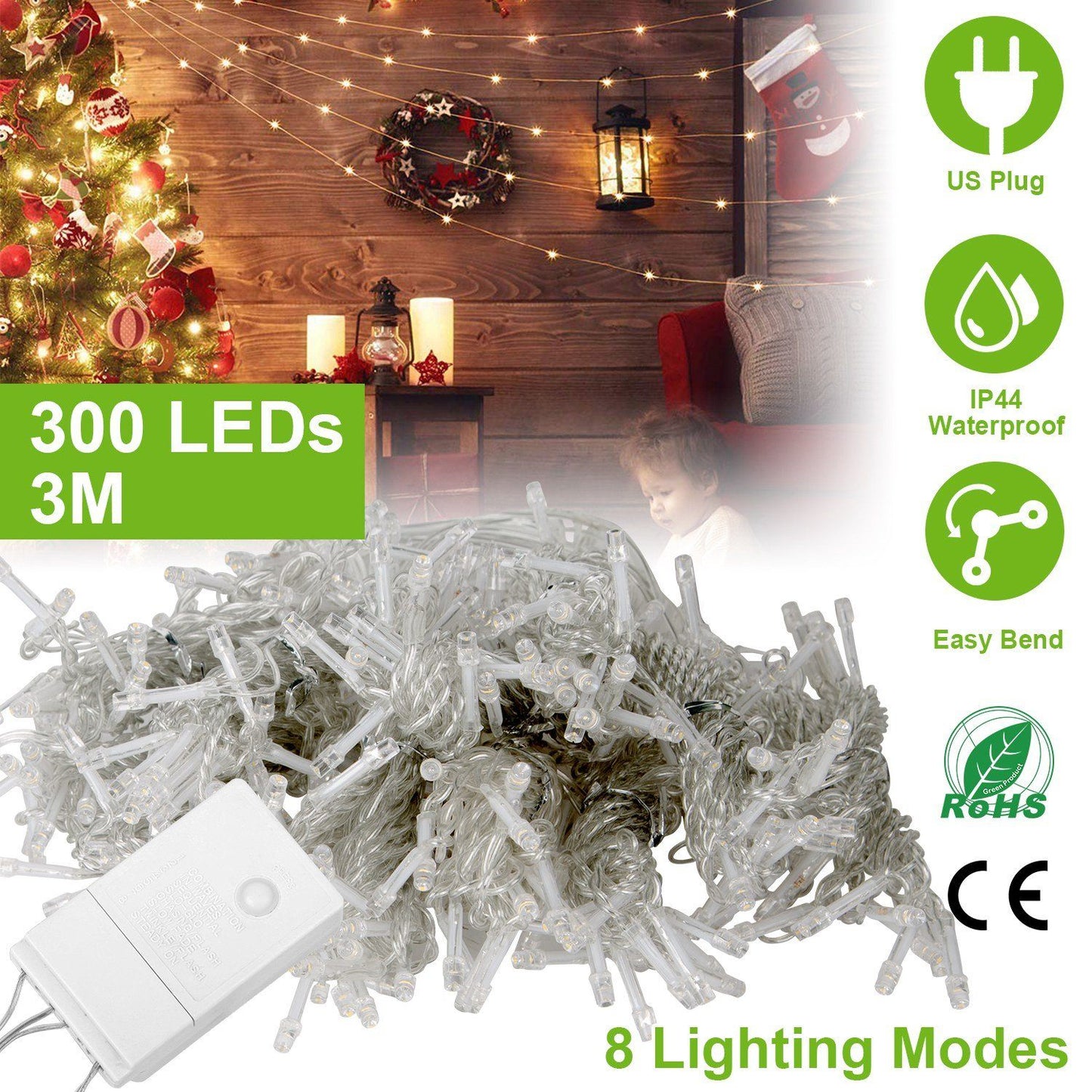 Frendorf | 3M 300 LEDs Lichtervorhang mit Fernbedienung