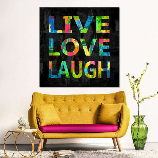 Frendorf | Live Love Laugh Farbe Auf Schwarze Wandkunst