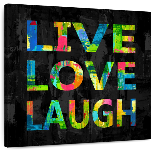 Frendorf | Live Love Laugh Farbe Auf Schwarze Wandkunst
