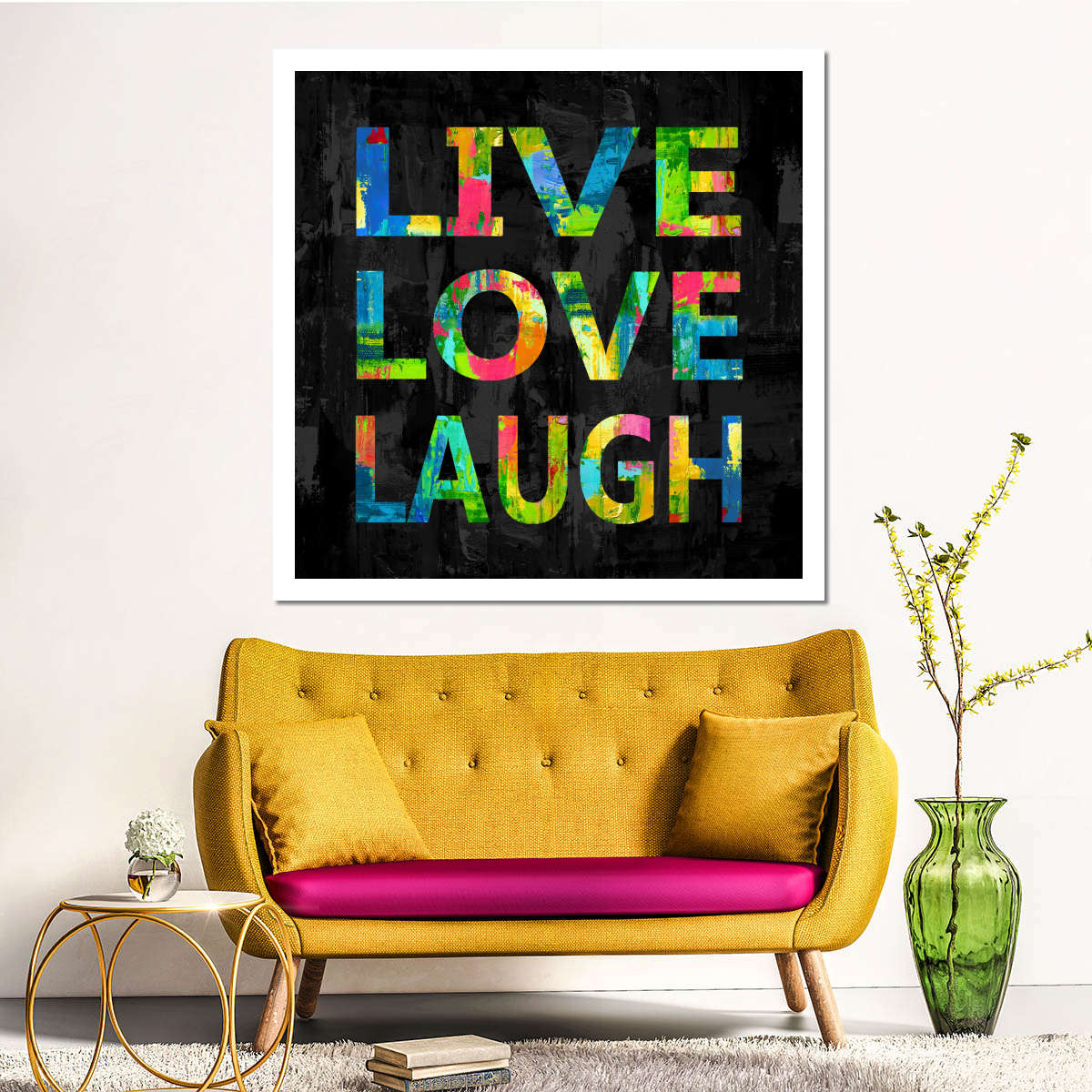 Frendorf | Live Love Laugh Farbe Auf Schwarze Wandkunst