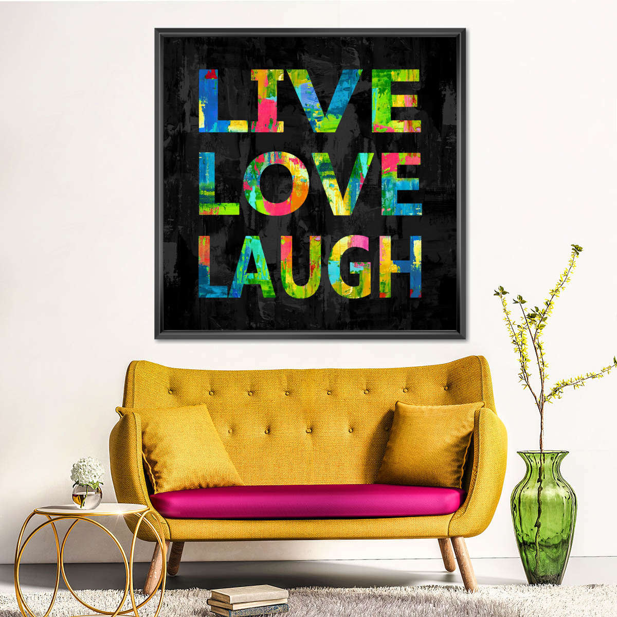 Frendorf | Live Love Laugh Farbe Auf Schwarze Wandkunst