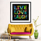 Frendorf | Live Love Laugh Farbe Auf Schwarze Wandkunst