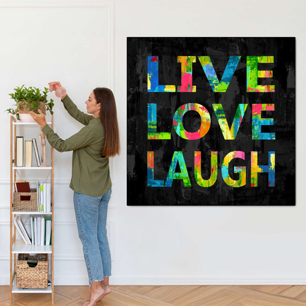 Frendorf | Live Love Laugh Farbe Auf Schwarze Wandkunst