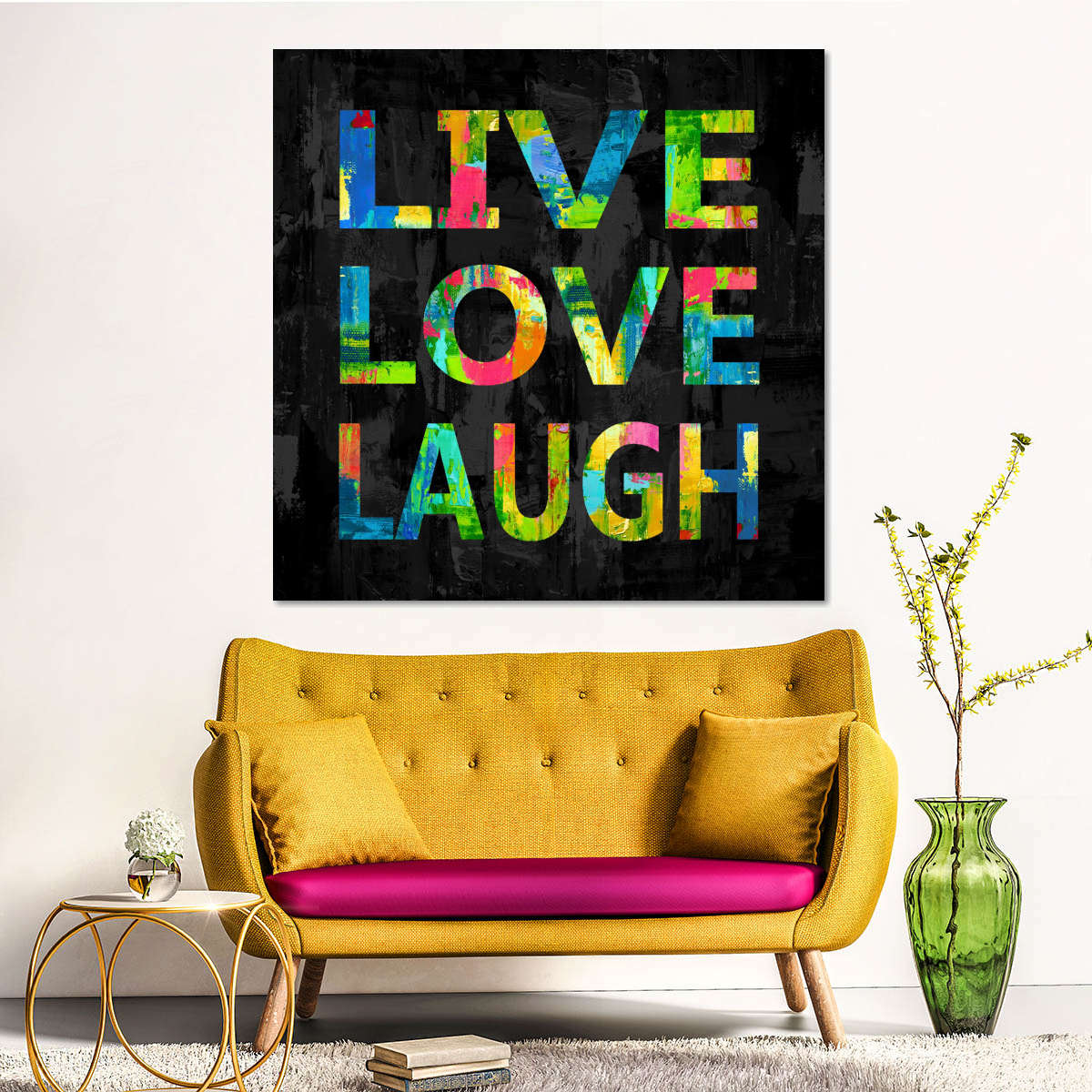 Frendorf | Live Love Laugh Farbe Auf Schwarze Wandkunst