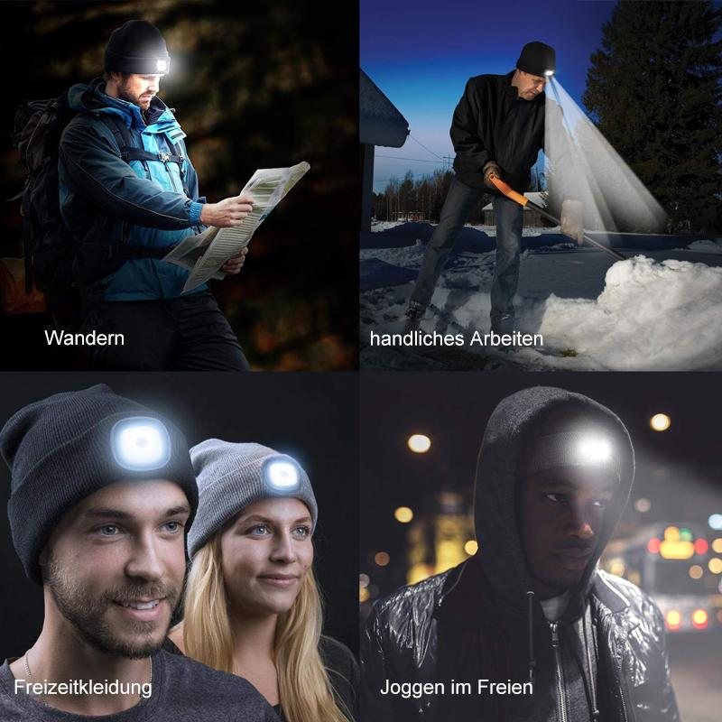 Frendorf | Engeliebe Abziehbar LED Stirnlampe Beanie Mütze