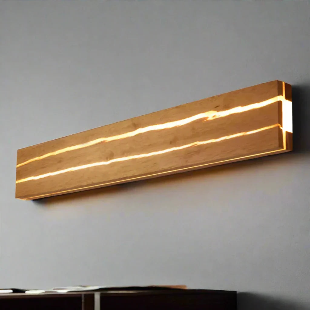 Frendorf | WoodCrack Moderne Holz-Wandleuchte | LED Wandlampe | Stilvolle Wohnraumbeleuchtung | Dekorative Beleuchtung