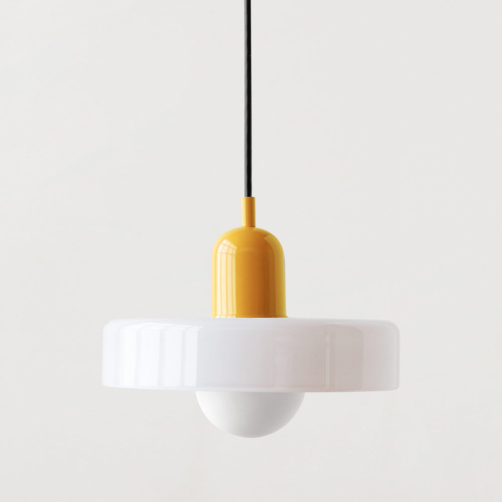 Frendorf |  Pendelleuchte aus farbigem Glas | Elegante Hängeleuchte im Bauhaus-Stil | Designlampe für Wohnzimmer & Esszimmer