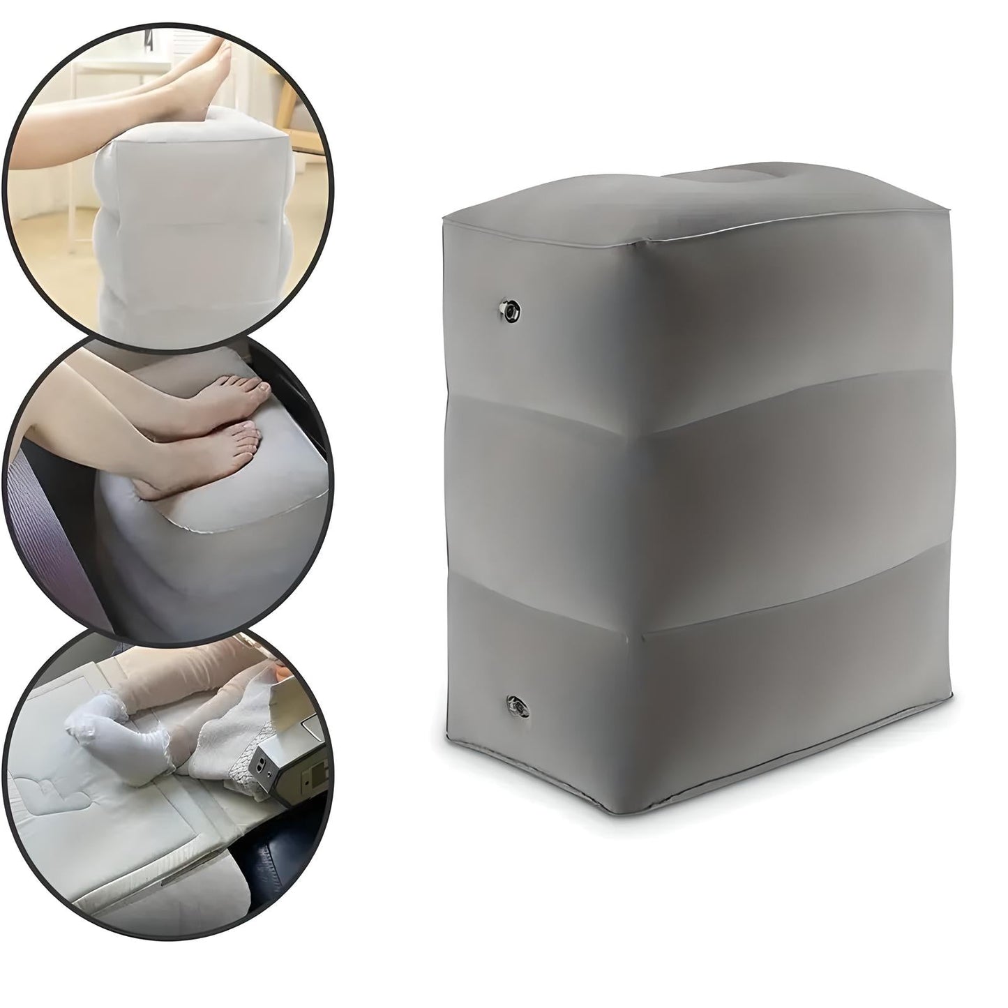 Frendorf | Aufblasbare Reisefußstütze | Ergonomisch, höhenverstellbar & kompakt für Flugzeuge, Züge, Busse & Büroeinsatz