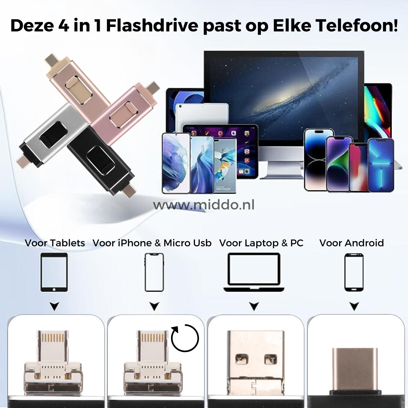Frendorf | mehr ein volles Mobil mit unserem 4 in 1 Flashdrive. Dieser passt auf jedes Gerät!
