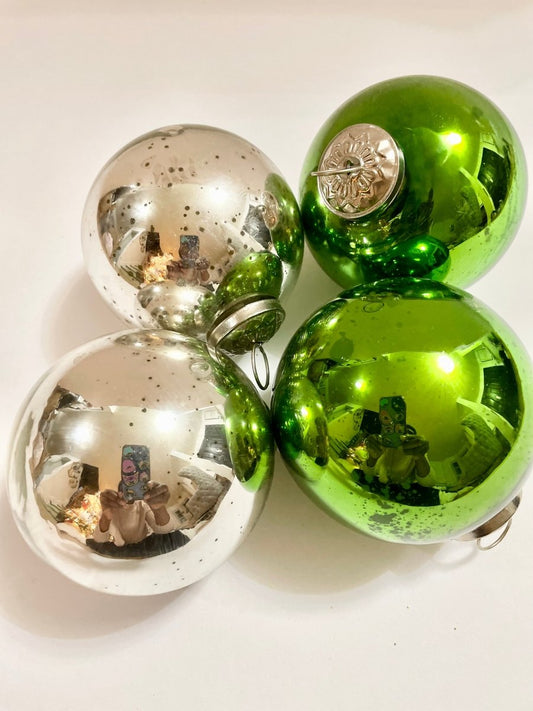 4" Mercury Glas Ball Ornamenten Set von 3