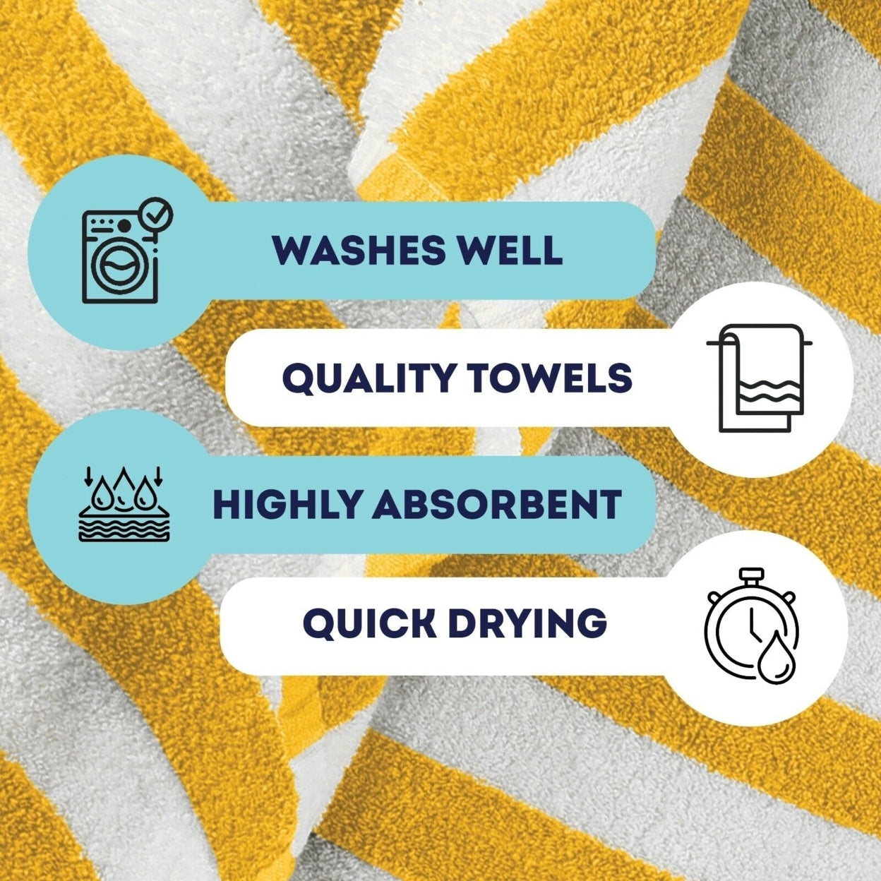Frendorf | 4er-Pack: 30" x 60" Ultra-weiche 100% Baumwolle Streifen Pool Cabana Hotel Strandtücher